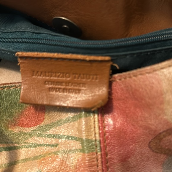 Maurizio Taiuti Bag Floral Print Leather Brown Top Handles Made in Italy MINT - Picture 5 of 6